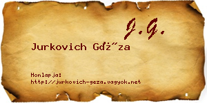Jurkovich Géza névjegykártya